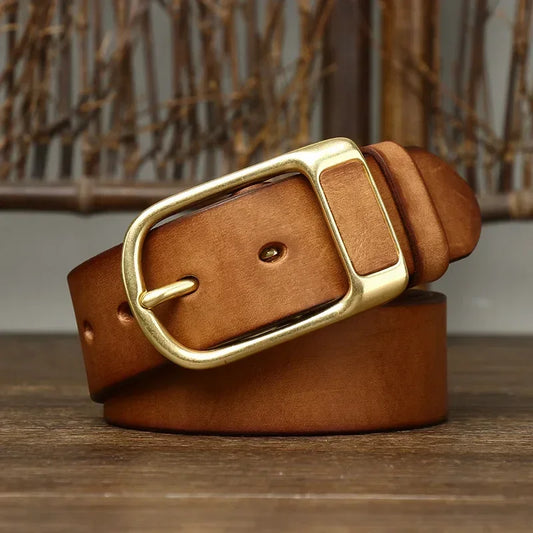 Renzo Brass Buckel Leather Belt